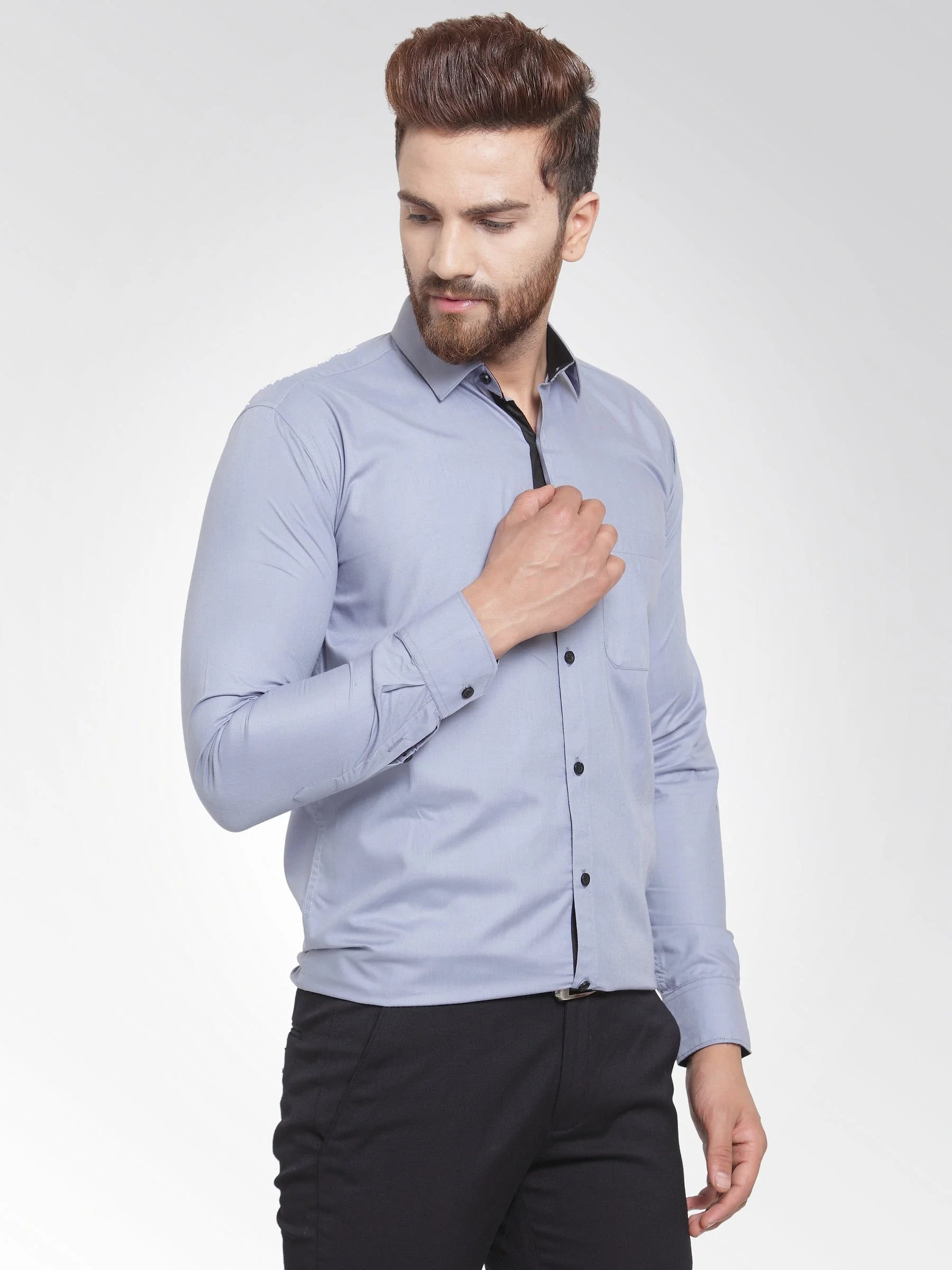 Light Grey Cotton Formal Shirts - Modern Mens Shirt Style