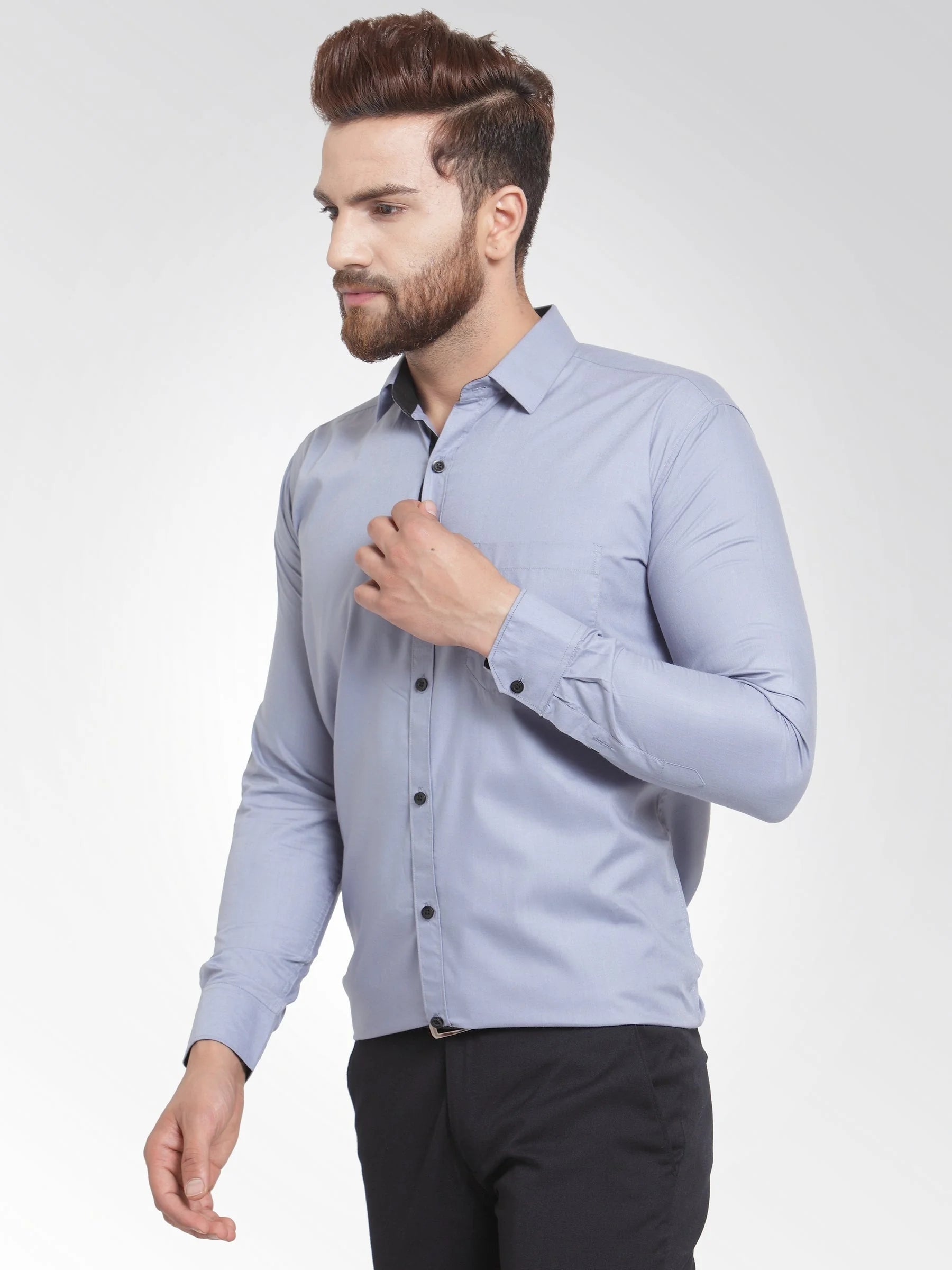 Light Grey Cotton Formal Shirts - Modern Mens Shirt Style