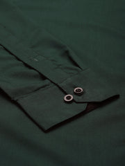 Indian Needle Olive Green Formal Shirt with black detailing
