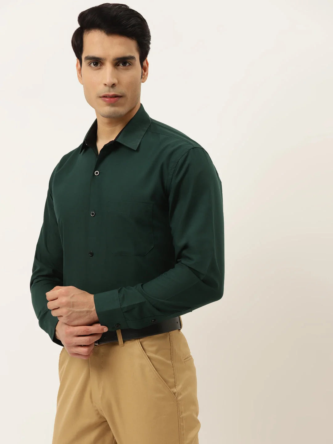 Indian Needle Olive Green Formal Shirt - Cotton Mens Shirt