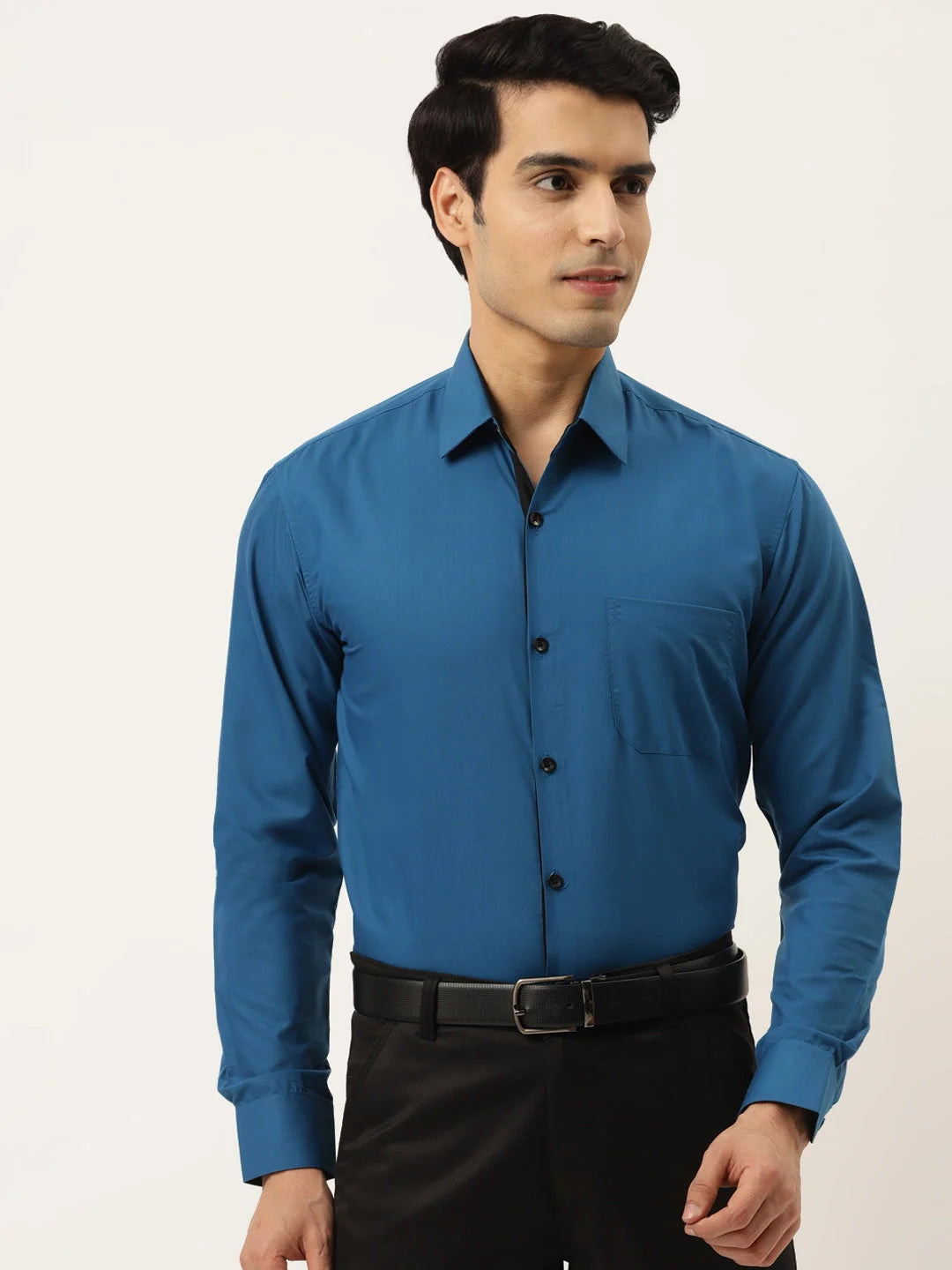 Peacock Green Formal Shirt - Indian Needle Cotton Mens Shirt