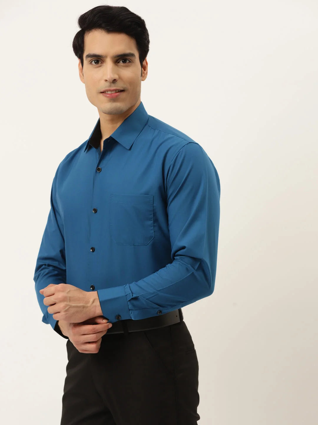 Peacock Green Formal Shirt - Indian Needle Cotton Mens Shirt