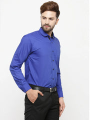 Indian Needle Royal Blue Formal Shirt with black detailing