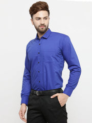 Indian Needle Royal Blue Formal Shirt with black detailing