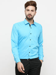 Indian Needle Sky Blue Formal Shirt with black detailing