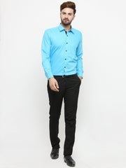 Indian Needle Sky Blue Formal Shirt with black detailing