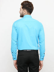 Indian Needle Sky Blue Formal Shirt with black detailing