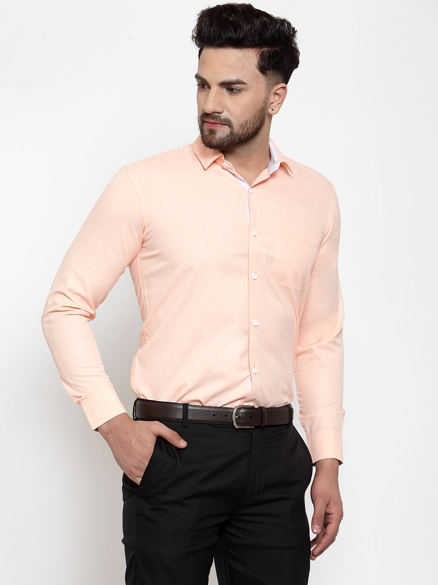 Orange Cotton Formal Shirt - Stylish Mens Shirt with Details