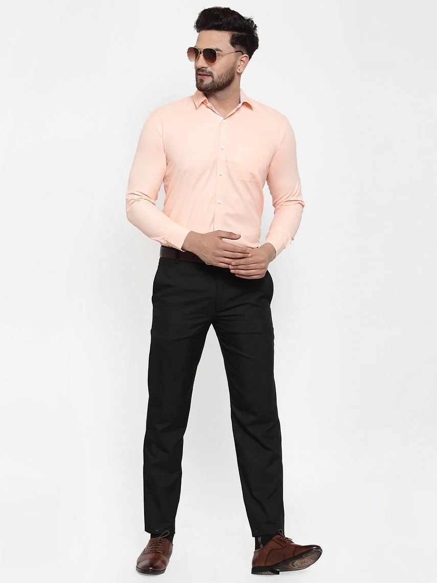 Orange Cotton Formal Shirt - Stylish Mens Shirt with Details