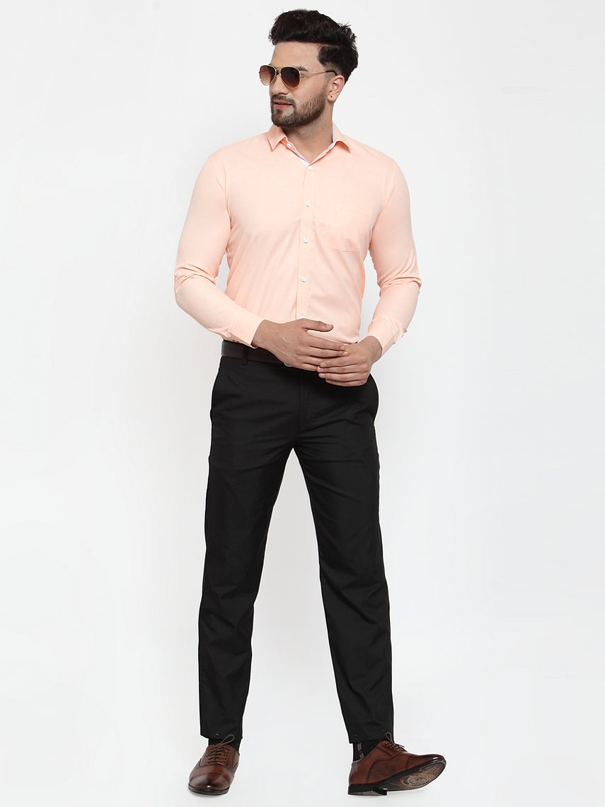Orange Cotton Formal Shirt - Stylish Mens Shirt with Details