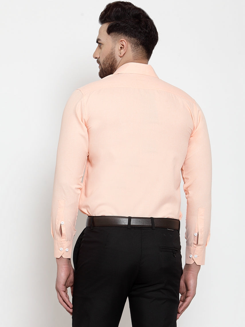 Orange Cotton Formal Shirt - Stylish Mens Shirt with Details