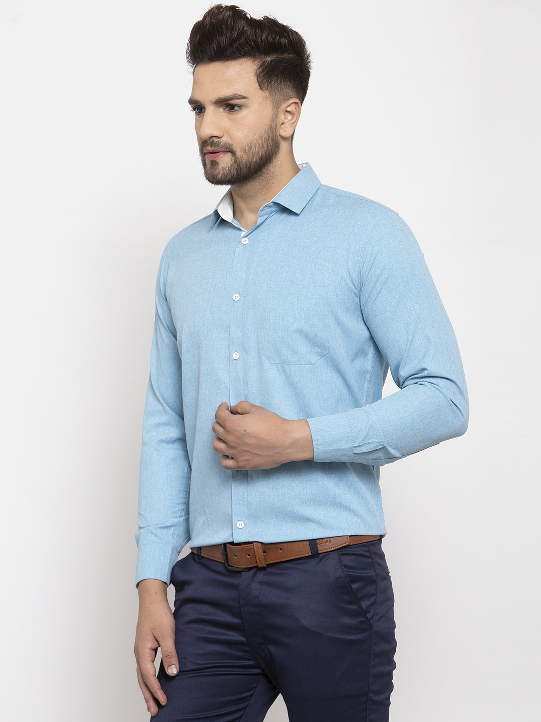 Pista Green Cotton Formal Shirt - Mens Shirt with Detailing