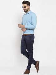Indian Needle Pista Green Formal Shirt with white detailing