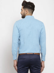 Indian Needle Pista Green Formal Shirt with white detailing
