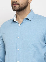 Indian Needle Pista Green Formal Shirt with white detailing