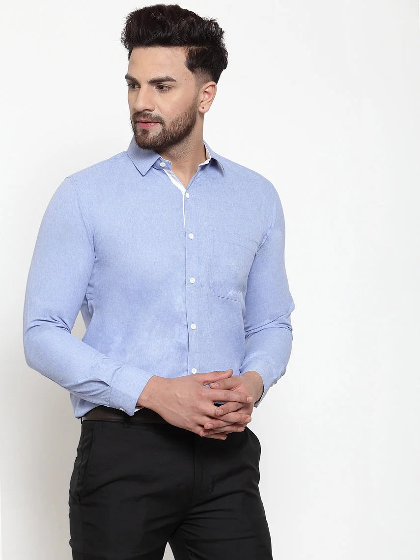 Sky Blue Cotton Formal Shirt - Classic Mens Shirt with Style