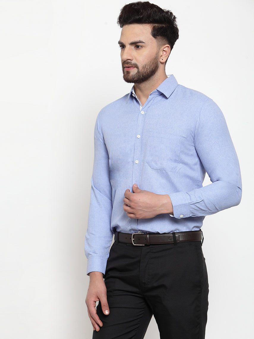Sky Blue Cotton Formal Shirt - Classic Mens Shirt with Style
