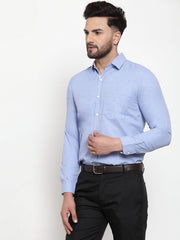 Indian Needle Sky Blue Formal Shirt with white detailing
