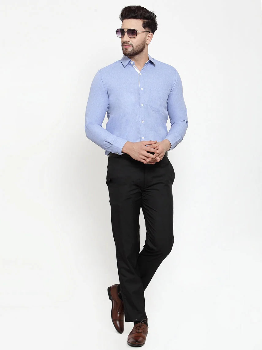 Sky Blue Cotton Formal Shirt - Classic Mens Shirt with Style