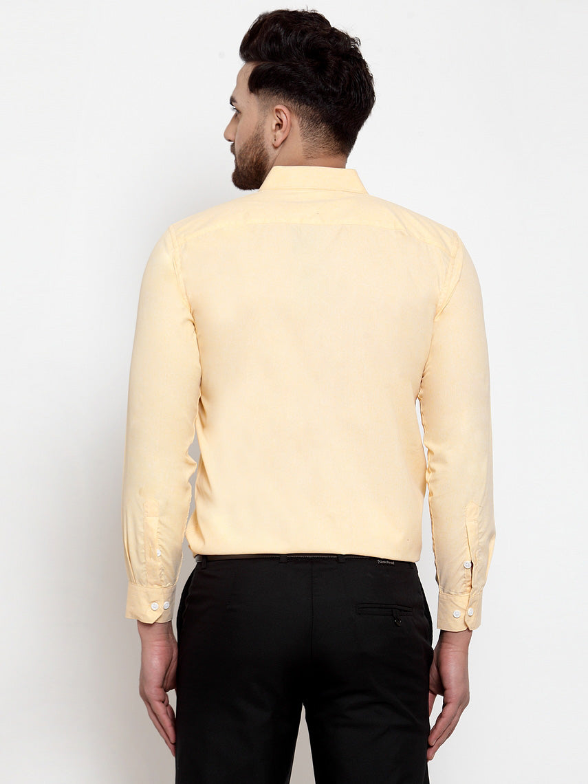 Yellow Cotton Formal Shirt - Sharp Mens Shirt with White Details