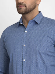 Indian Needle Blue Men's Cotton Printed Formal Quality Shirts