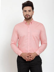 Indian Needle Red Men's Cotton Solid Button Formal Shirts