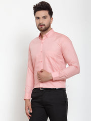 Indian Needle Red Men's Cotton Solid Button Formal Shirts