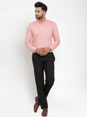 Indian Needle Red Men's Cotton Solid Button Formal Shirts