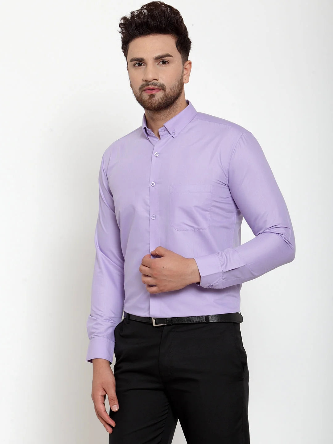 Purple Cotton Formal Shirts - Solid Button Down Mens Shirt