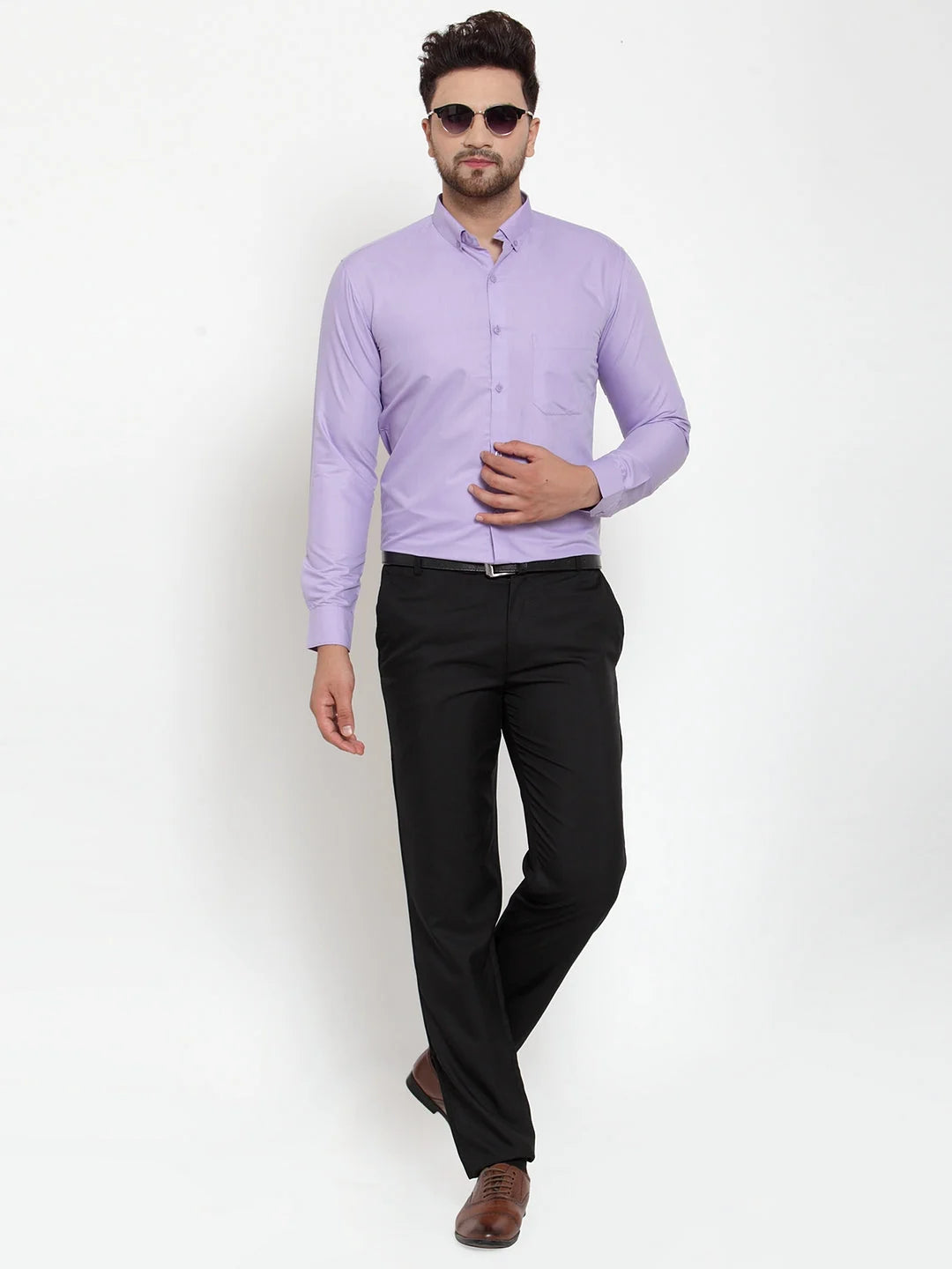 Purple Cotton Formal Shirts - Solid Button Down Mens Shirt