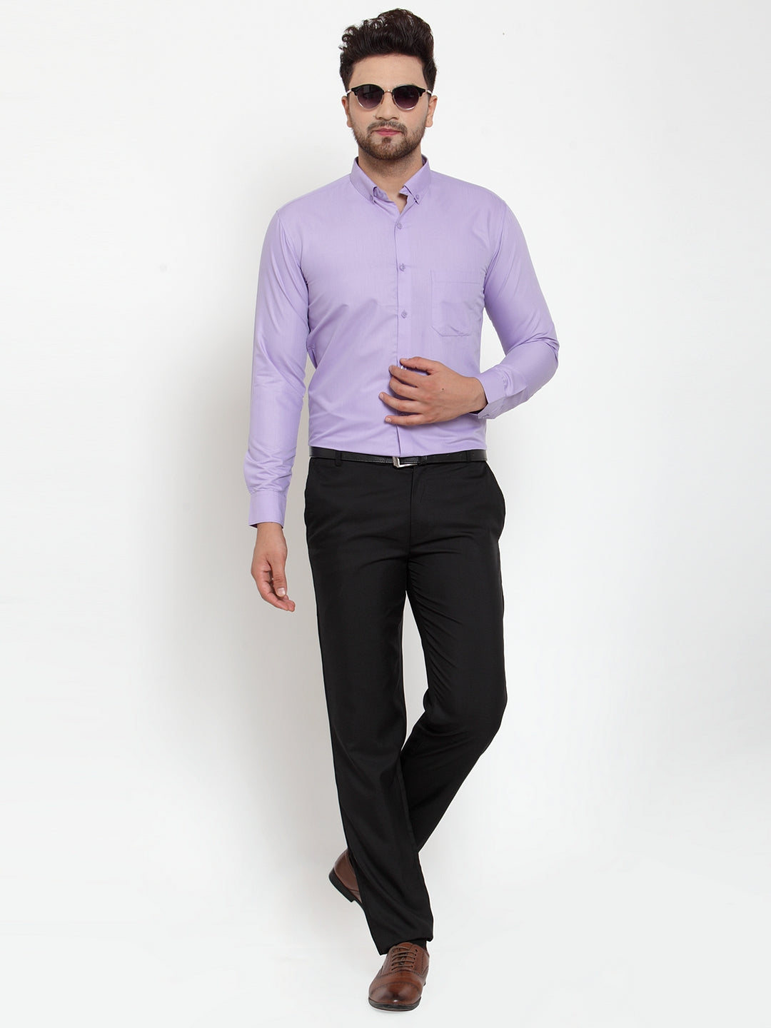 Purple Cotton Formal Shirts - Solid Button Down Mens Shirt