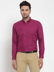 Indian Needle Red Men's Solid Button Down Formal Shirts