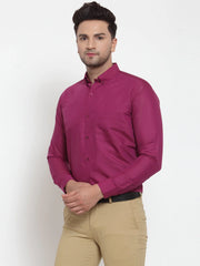 Indian Needle Red Men's Solid Button Down Formal Shirts