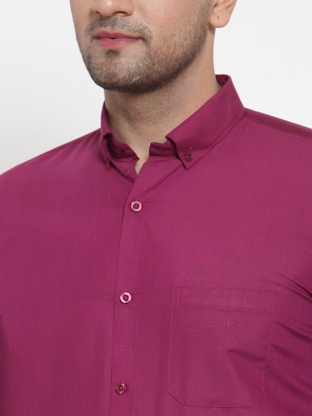 Red Mens Formal Shirts - Cotton Solid Button Down Shirts