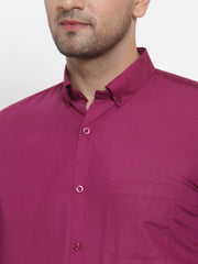 Indian Needle Red Men's Solid Button Down Formal Shirts