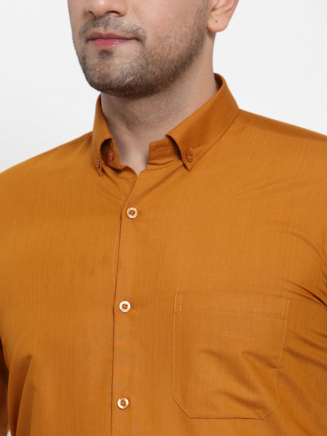 Yellow Mens Shirt - Cotton Solid Button Down Formal Shirts