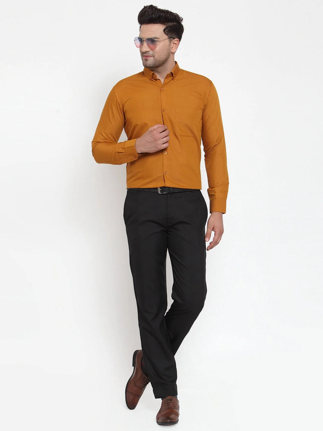 Yellow Mens Shirt - Cotton Solid Button Down Formal Shirts