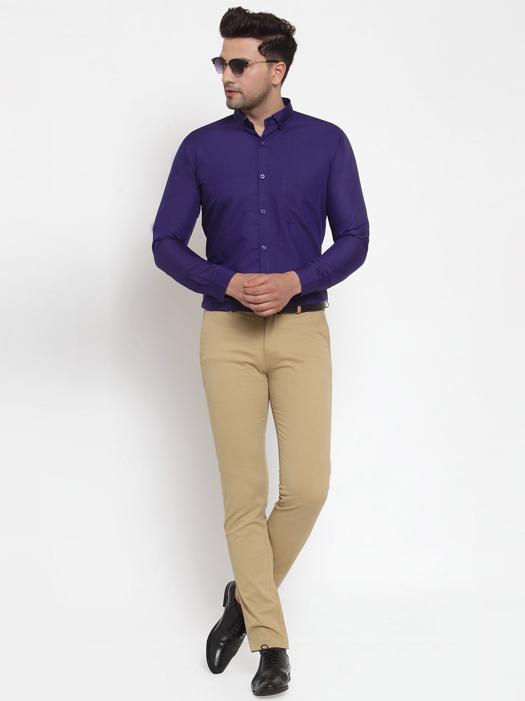 Purple Cotton Formal Shirts - Mens Solid Button Down Shirts