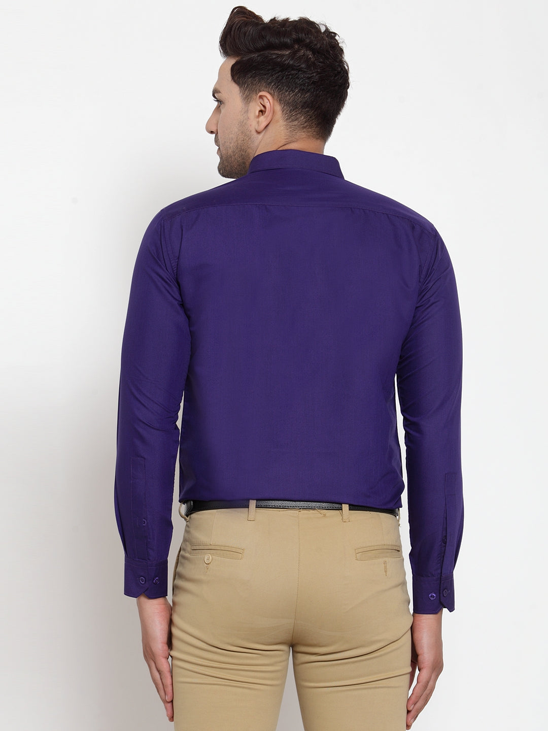 Purple Cotton Formal Shirts - Mens Solid Button Down Shirts
