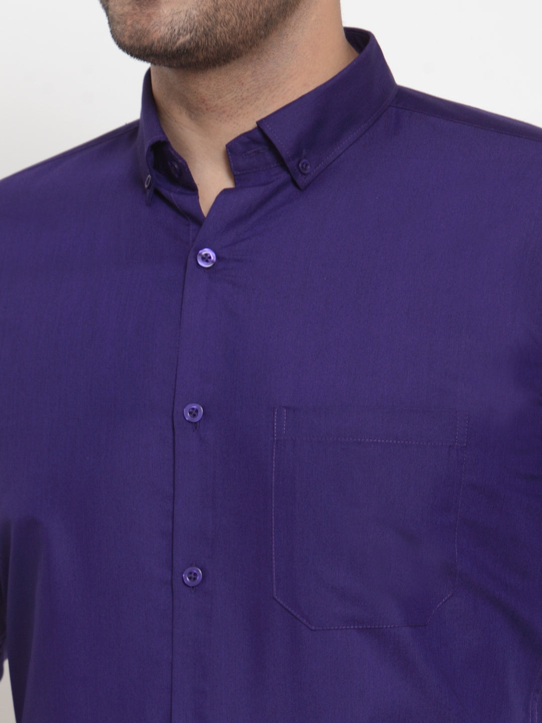 Purple Cotton Formal Shirts - Mens Solid Button Down Shirts
