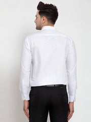 Indian Needle White Men's Cotton Solid Button Down Formal Shirts