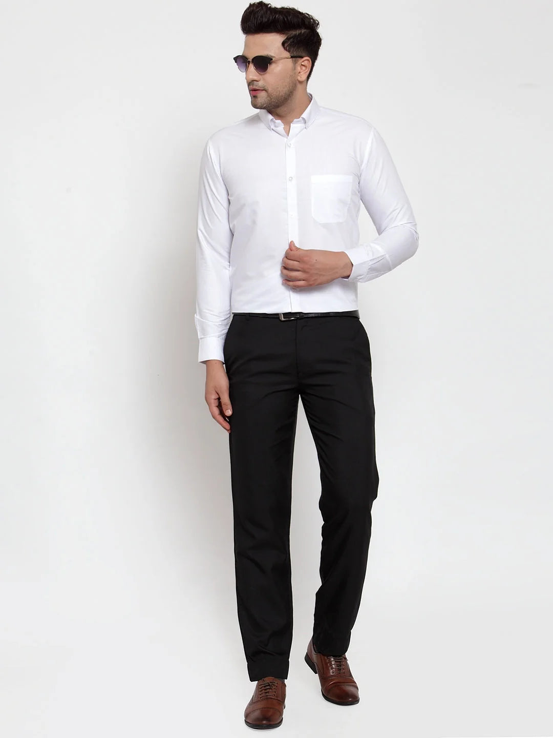 White Cotton Mens Shirt - Solid Button Down Formal Shirts