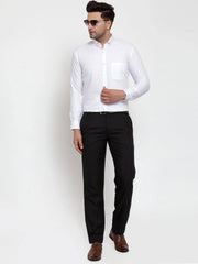 Indian Needle White Men's Cotton Solid Button Down Formal Shirts