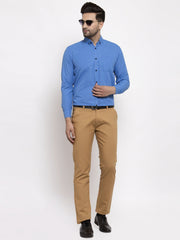 Indian Needle Blue Men's Cotton Solid Button Down Assorted Shirts