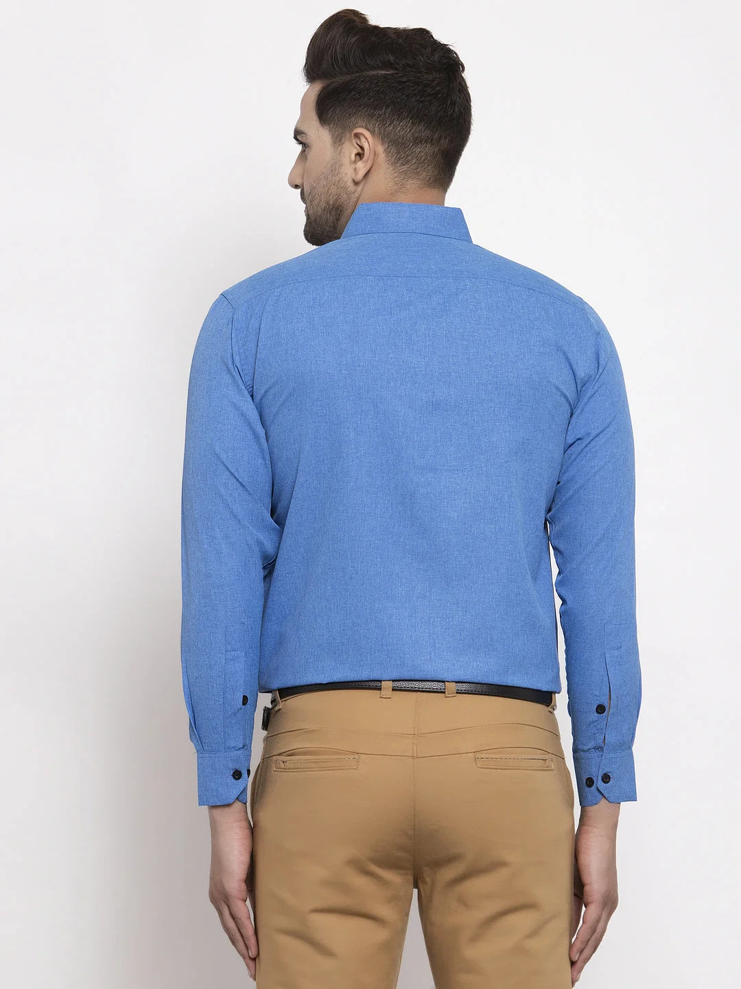 Blue Cotton Solid Button Down Assorted Formal Shirts for Men