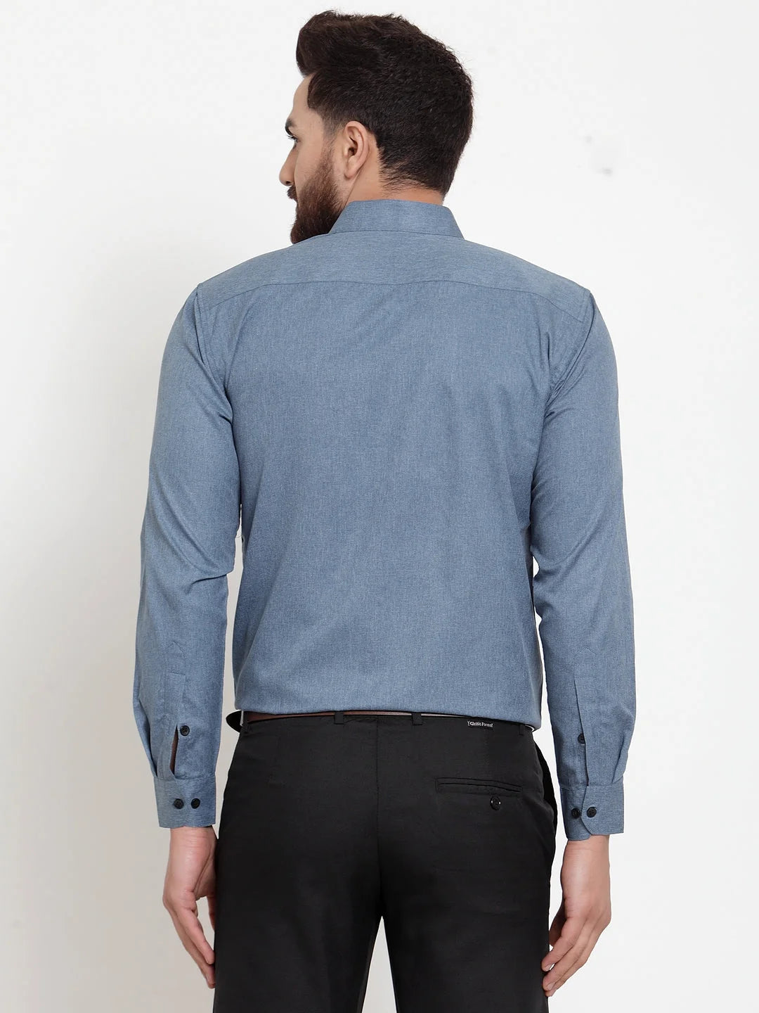 Grey Cotton Formal Shirt for Men | Solid Button Down Mens Shirt