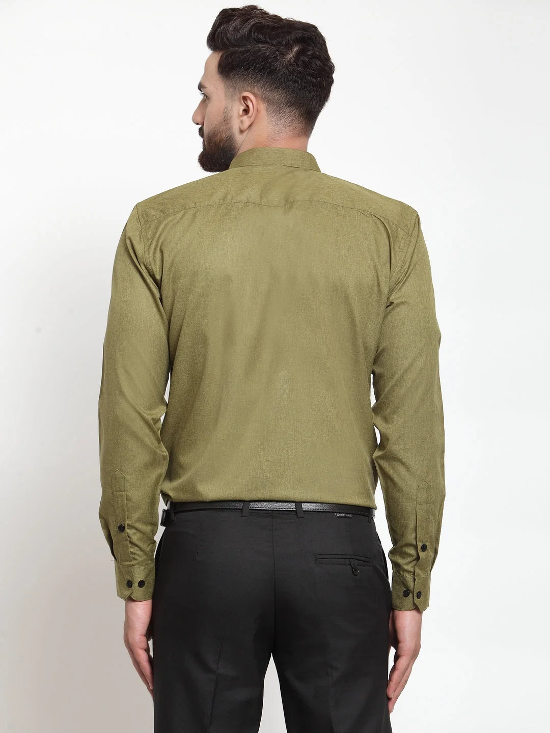 Olive Cotton Mens Shirt - Solid Formal Shirts | Indian Needle