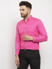 Indian Needle Men's Cotton Solid Button Down Formal Shirts