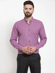 Indian Needle Purple Men's Cotton Solid Button Down Shirts