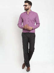 Indian Needle Purple Men's Cotton Solid Button Down Shirts
